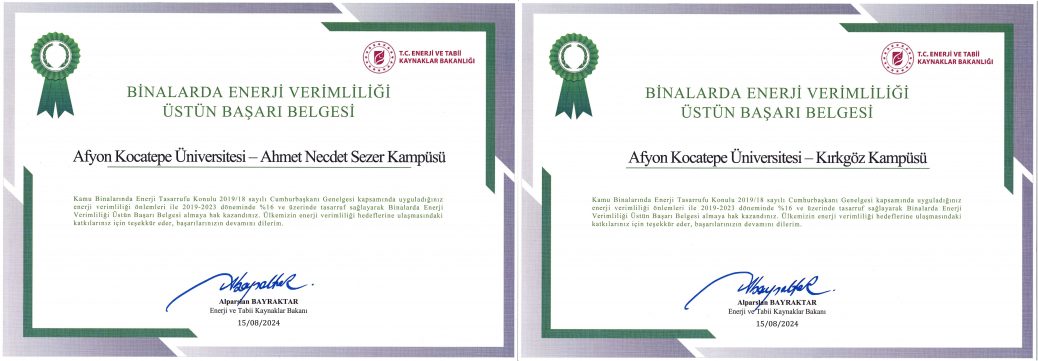 Binalarda Enerji Verimliliği Üstün Başarı Ödülü