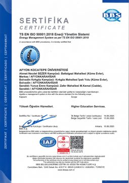 Üniversitemiz TS EN ISO 50001 Enerji Yönetim Sistemi Sertifikası Almaya Hak Kazandı